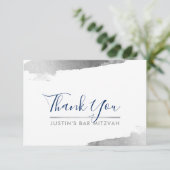 DANK U moderne luxe verguld zilver marine blauw Bedankkaart (Staand voorkant)