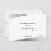 DANK U moderne luxe verguld zilver marine blauw Bedankkaart (Achterkant)