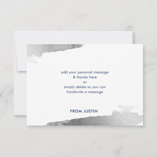 DANK U moderne luxe verguld zilver marine blauw Bedankkaart (Achterkant)