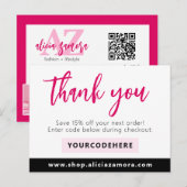 Dank u Moderne Magenta Boutique 4-foto Flyer Briefkaart (Voorkant / Achterkant)