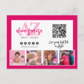 Dank u Moderne Magenta Boutique 4-foto Flyer Briefkaart (Achterkant)