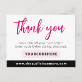 Dank u Moderne Magenta Boutique 4-foto Flyer Briefkaart (Voorkant)