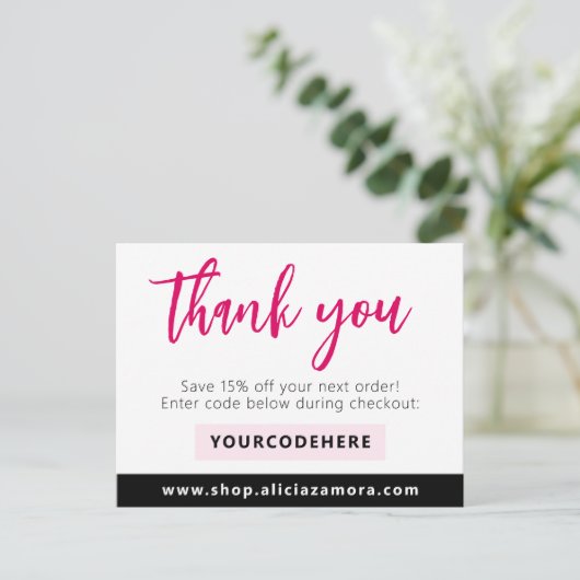 Dank u Moderne Magenta Boutique 4-foto Flyer Briefkaart (Staand voorkant)