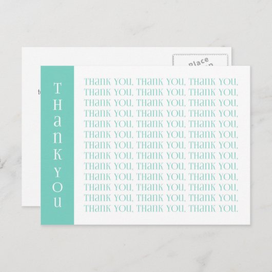 Dank u Moderne Mint en Witte Woorden Briefkaart (Voorkant / Achterkant)