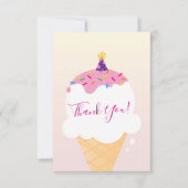 DANK U moderne retro ijs kegelpartij roze Bedankkaart (Voorkant)