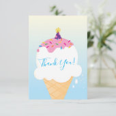 DANK U moderne retro-ijskegel partij blauw Bedankkaart (Staand voorkant)