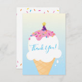 DANK U moderne retro-ijskegel partij blauw Bedankkaart (Voorkant / Achterkant)