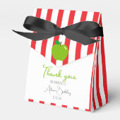 Dank u Moderne rode witte strepen Groene appel Bedankdoosjes (Voorkant Zijde)