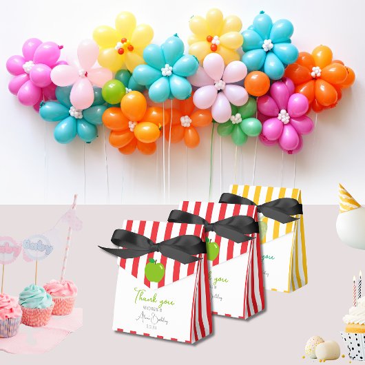 Dank u Moderne rode witte strepen Groene appel Bedankdoosjes