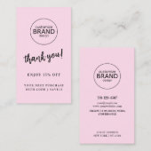 Dank u Moderne Roze Kaart Bedrijfs van de Korting  Klantenkaartje (Voorkant / Achterkant)