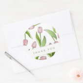 Dank u moderne roze tulp ronde sticker (Envelop)