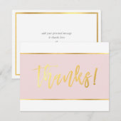DANK U moderne stijlvolle blush roze goud schrijve Bedankkaart (Voorkant / Achterkant)
