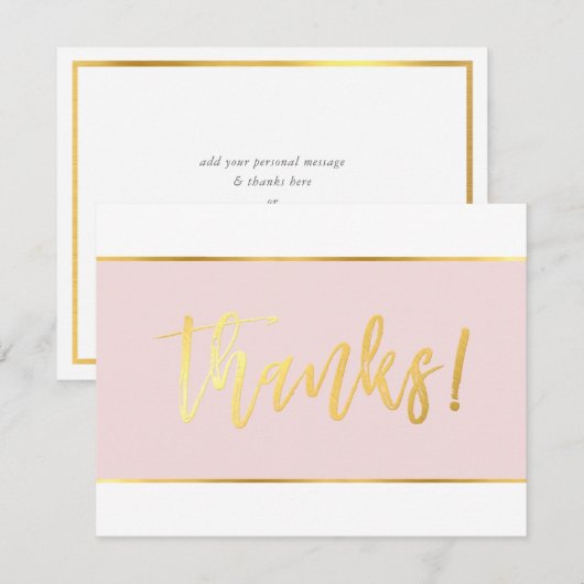 DANK U moderne stijlvolle blush roze goud schrijve Bedankkaart (Voorkant / Achterkant)