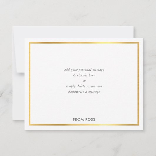 DANK U moderne stijlvolle grijs goud schrijven Bedankkaart (Achterkant)