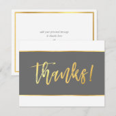 DANK U moderne stijlvolle grijs goud schrijven Bedankkaart (Voorkant / Achterkant)