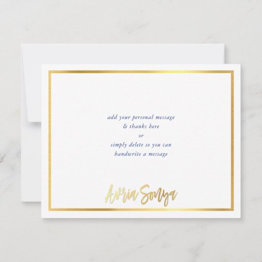 DANK U moderne stijlvolle koninklijk blauw goud sc Bedankkaart (Achterkant)