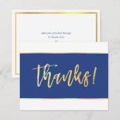 DANK U moderne stijlvolle koninklijk blauw goud sc Bedankkaart (Voorkant / Achterkant)