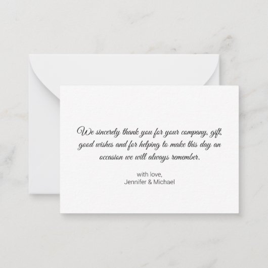 dank u moderne typografie bruiloft foto notitiekaartje (Achterkant)