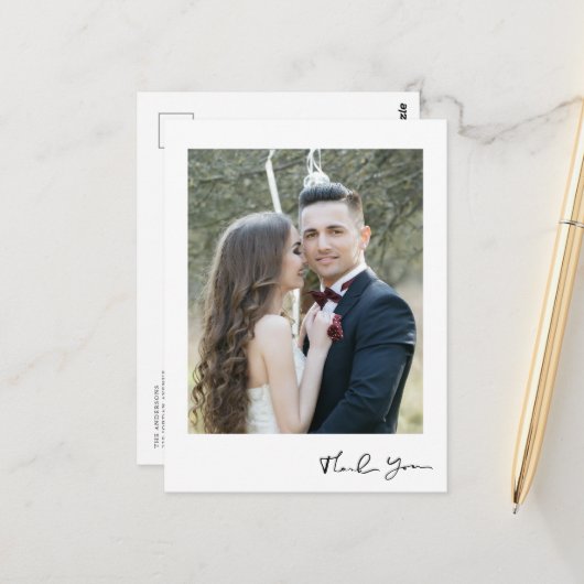 Dank u Moderne verticale foto bruiloft Briefkaart (Voorkant / Achterkant in situ)