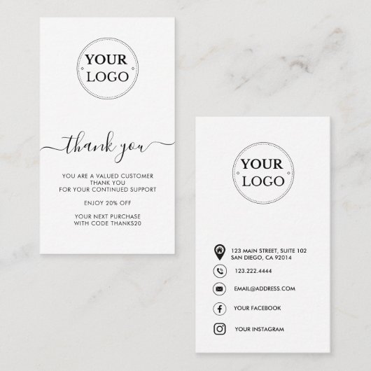 Dank u moderne zakelijke Logo Korting Kaart Visitekaartje (Voorkant / Achterkant)