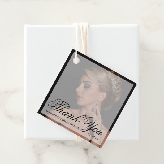 Dank U Moderne Zwarte Foto Bruidsmeisje Borrel Bedankjes Labels (In situ)