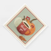 Dank u Mok met pompoen, Thanksgiving Napkins Servetten (Hoek)