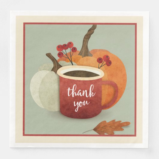 Dank u Mok met pompoen, Thanksgiving Napkins Servetten (Voorkant)