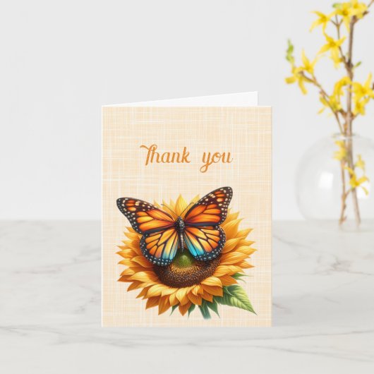 Dank u Monarch Vlinder op Zonnebloemen Kaart (Gele Bloem)