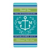 Dank u Monogram Anker Laurel kransstrepen Etiket (Voorkant)