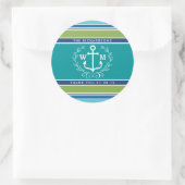 Dank u Monogram Anker Laurel kransstrepen Ronde Sticker (Tas)