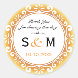 Dank u Monogram bruiloft gunst etiketten-werveling Ronde Sticker