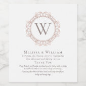 Dank u Monogram Bruiloft Ivoor Koper Blush Wijn Etiket (Enkel label)