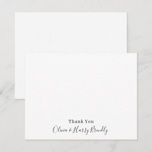 Dank u Monogram Naam White Flat Note Kaart Notitiekaartje (Voorkant / Achterkant)