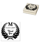Dank u Monogram Traditionele Laurel Wreath Favor Rubberstempel (Gestempeld)