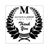 Dank u Monogram Traditionele Laurel Wreath Favor Rubberstempel (Afrduk)