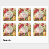 Dank u Monogram Victoriaans Rozen Bruiloft Vierkante Sticker (Vel)