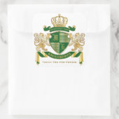 Dank U Monogram Wapen Groen Goud Leeuw Vierkante Sticker (Tas)