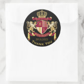 Dank u Monogram Wapenschild Goud Rood Embleem Ronde Sticker (Tas)