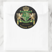 Dank u Monogram Wapenschild Groen Goud Griffin Ronde Sticker (Tas)