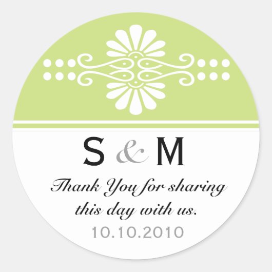 Dank u Monogram Wedding Favor Labels (Voorkant)