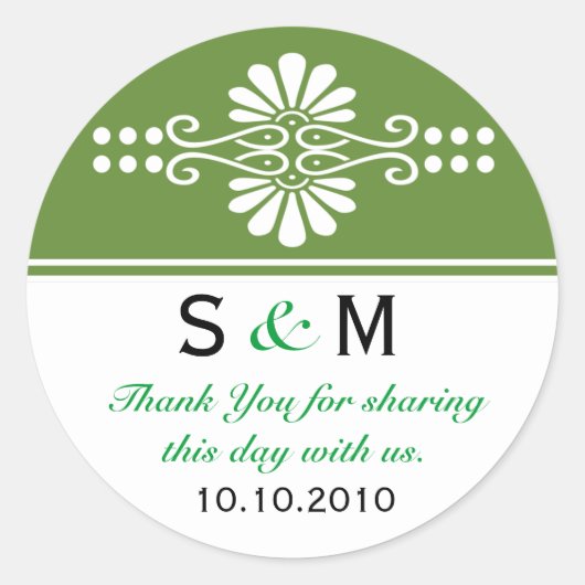 Dank u Monogram Wedding Favor Labels (Voorkant)