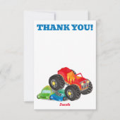 Dank u Monster Truck Verjaardag Bash Waterverf Bedankkaart (Voorkant)