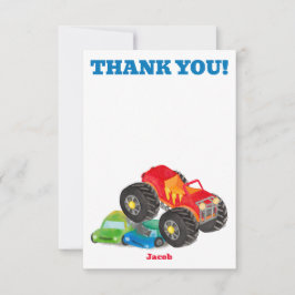 Dank u Monster Truck Verjaardag Bash Waterverf Bedankkaart
