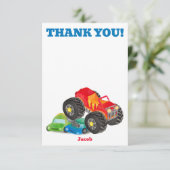 Dank u Monster Truck Verjaardag Bash Waterverf Bedankkaart (Staand voorkant)
