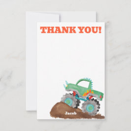 Dank u Monster Truck Verjaardag Bash Waterverf Bedankkaart