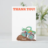 Dank u Monster Truck Verjaardag Bash Waterverf Bedankkaart (Staand voorkant)