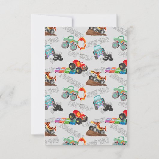 Dank u Monster Truck Verjaardag Bash Waterverf Bedankkaart (Achterkant)