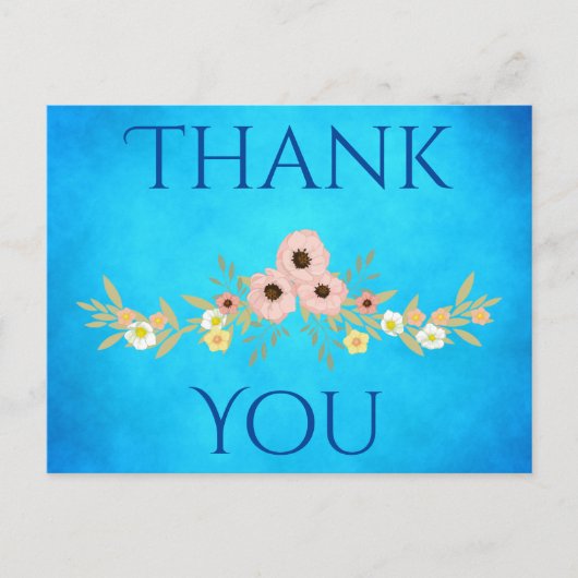 Dank u, mooi blauw briefkaart (Voorkant)