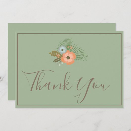 Dank u Mooie groene bloemen Bedankkaart (Voorkant / Achterkant)