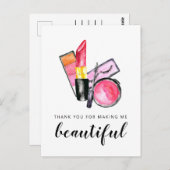Dank u mooie make-up artiest lippenstift briefkaart (Voorkant / Achterkant)